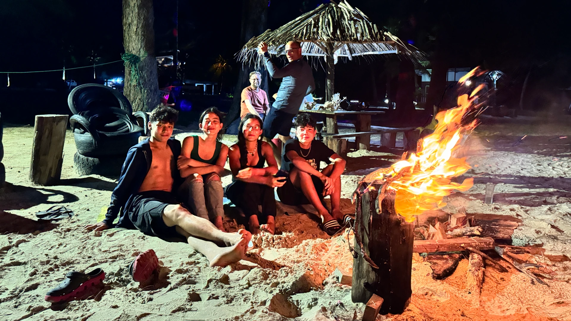 Eagle Bay Retreat friends bonfire